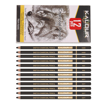 KALOUR 6/12 Carbon Pencil Professional White Charcoal Μολύβι Highlight Λευκό/Μαύρο/Έγχρωμο ανθρακικό σκίτσο Εργαλεία ζωγραφικής με μολύβι