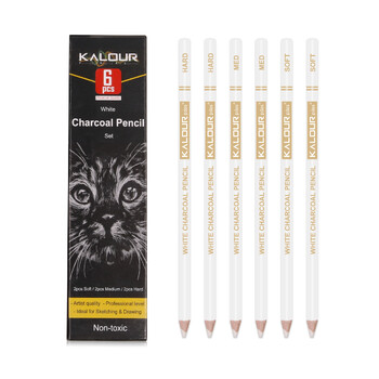 KALOUR 6/12 Carbon Pencil Professional White Charcoal Μολύβι Highlight Λευκό/Μαύρο/Έγχρωμο ανθρακικό σκίτσο Εργαλεία ζωγραφικής με μολύβι