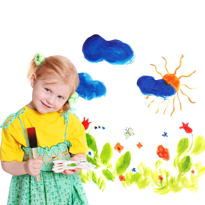 ROSENICE 10 tk. Lame, painduv käsn, kaldotsaga pintslikomplekt puidust käepidemetega lastele Doodle-värv õlipõhiste värvidega