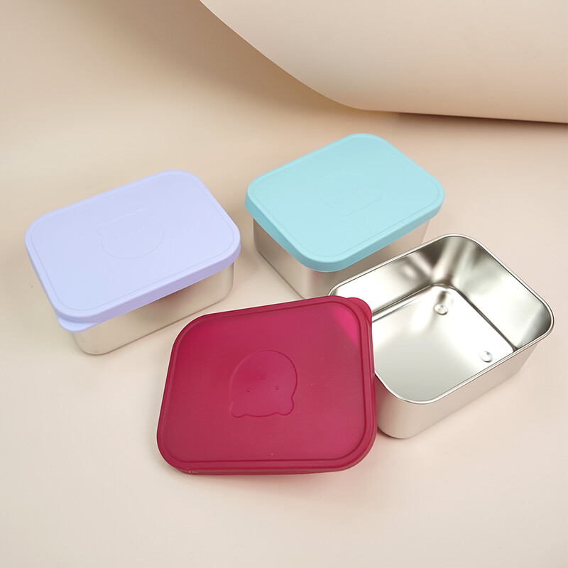1000 ml Bpa tasuta koolilastele laste suupistete konteiner Bento roostevabast terasest silikoonist lõunakarp silikoonkaanega