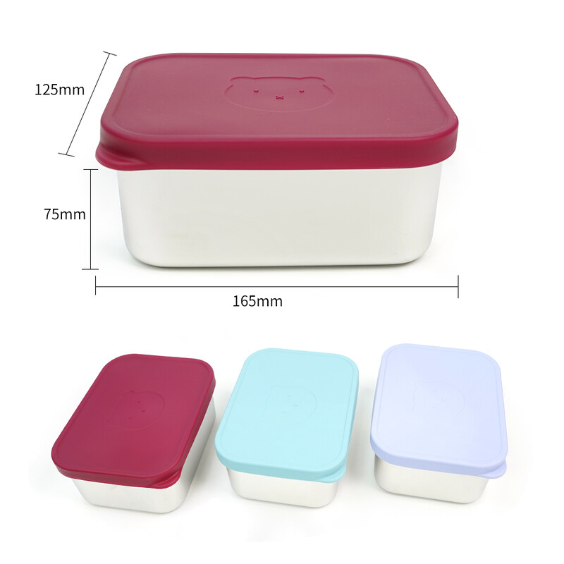 1000 ml Bpa tasuta koolilastele laste suupistete konteiner Bento roostevabast terasest silikoonist lõunakarp silikoonkaanega