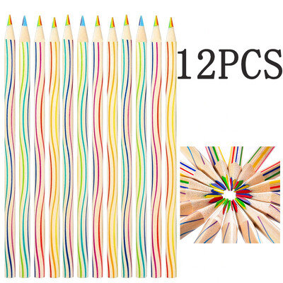 12 creioane pastel 7 culori gradient concentric curcubeu Creioane colorate pentru copii cadou Kawaii pictură artistică desen papetărie