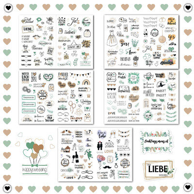 266 bucăți autocolante de nuntă vintage, modele cu sclipici, autocolante decorative pentru album foto, album de însemnări, jurnal, scrisoare, autocolante de mulțumire