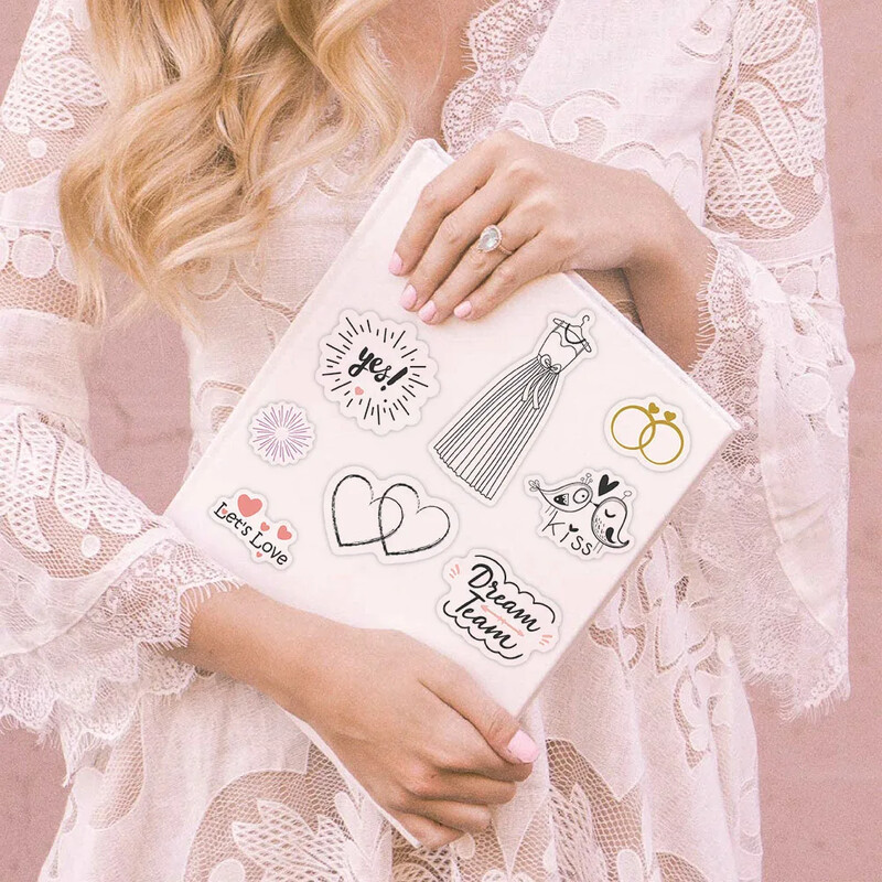 266 bucăți autocolante de nuntă vintage, modele cu sclipici, autocolante decorative pentru album foto, album de însemnări, jurnal, scrisoare, autocolante de mulțumire