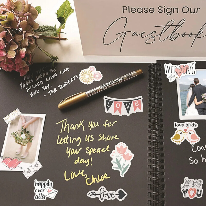 266 bucăți autocolante de nuntă vintage, modele cu sclipici, autocolante decorative pentru album foto, album de însemnări, jurnal, scrisoare, autocolante de mulțumire