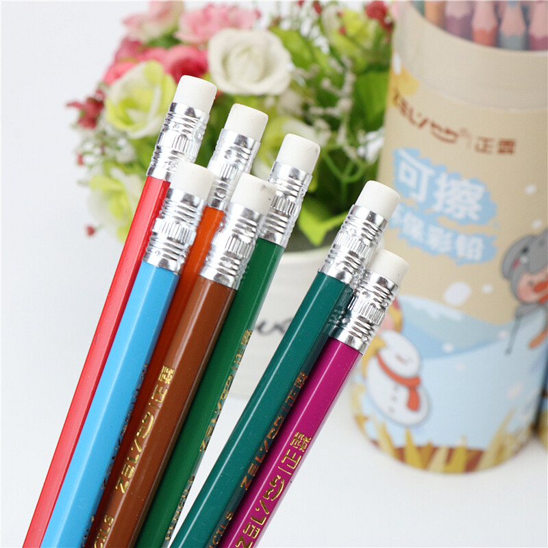 Creioane colorate ștergebile Pix cu gumă de șters Vopsea pentru copii Artă graffiti Suportul pentru stilou din lemn nu este ușor de spart