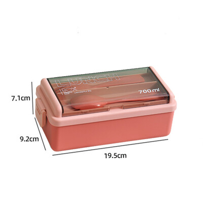 Kahekihiline lõunakarp lastele kahvli ja lusikaga kaasaskantav mikrolaineahi Bento karbid sööginõude komplekt, toidu hoiukonteiner