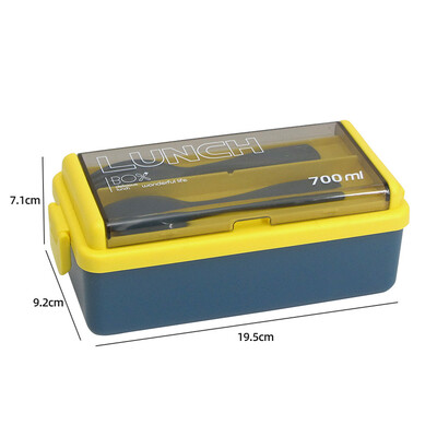 Kahekihiline lõunakarp lastele kahvli ja lusikaga kaasaskantav mikrolaineahi Bento karbid sööginõude komplekt, toidu hoiukonteiner