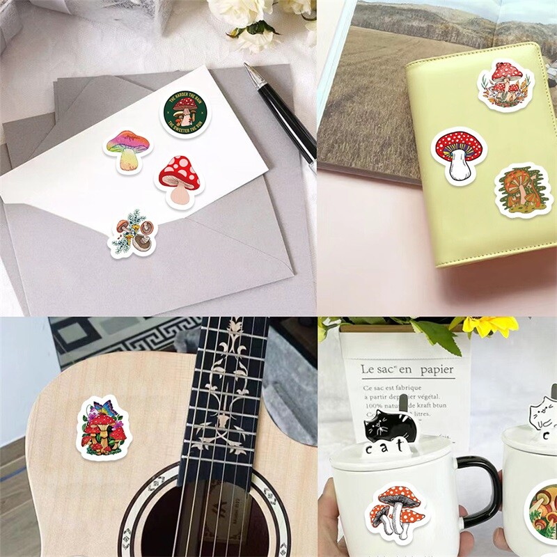 500 buc Etichete autocolante din hârtie lipicioasă ciuperci Kawaii Mulțumesc Autocolant Sigilare DIY Decorare Scrapbooking Materiale de papetărie
