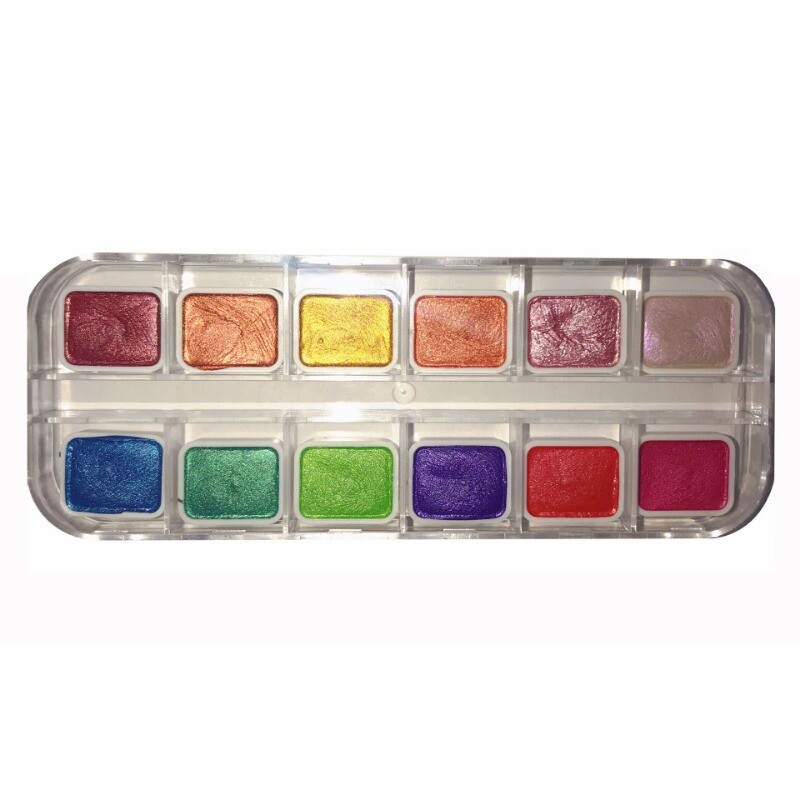 12 värvi pärlmutter akvarell tahke pigment kunstkaunistus metallikvärv joonistus kroom särapulber lilled kaunistus küünepigment