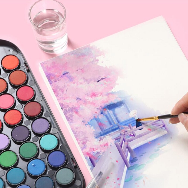 48 spalvų akvarelinių guašinių dažų rinkinys, netoksiški ryškūs pigmentai, skirti vaikų tapybai