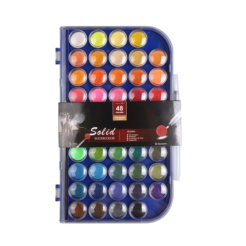 48 spalvų akvarelinių guašinių dažų rinkinys, netoksiški ryškūs pigmentai, skirti vaikų tapybai
