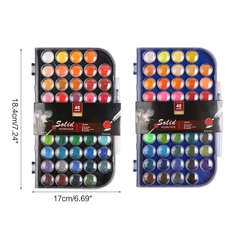 48 spalvų akvarelinių guašinių dažų rinkinys, netoksiški ryškūs pigmentai, skirti vaikų tapybai
