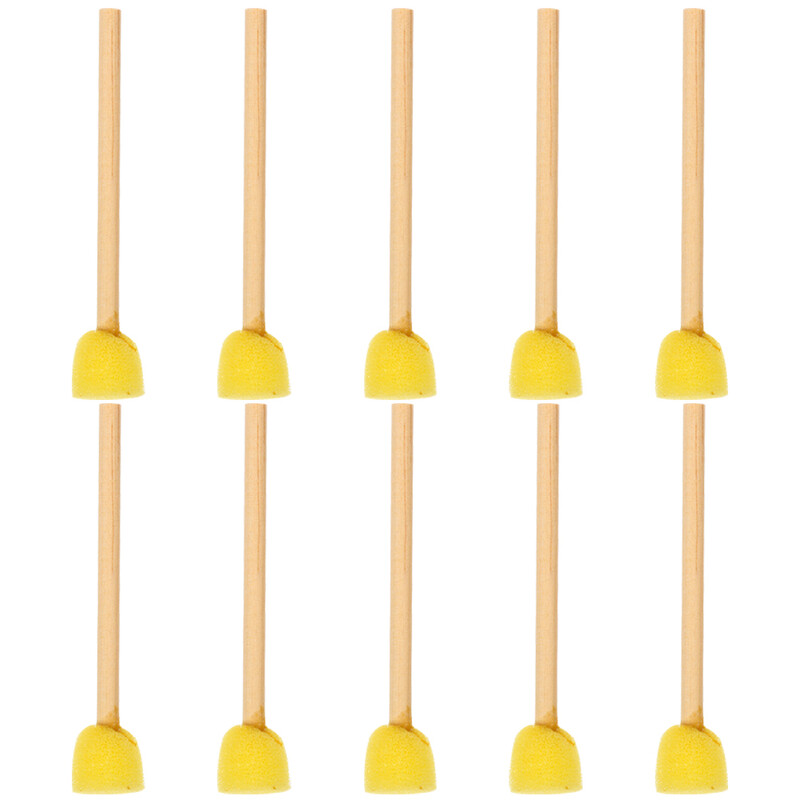 12 τμχ Σφουγγάρι βαφής με ξύλινη λαβή στρογγυλό για βάψιμο παιδικών κυλινδρικών πινέλων αφρού