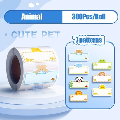 300 бр./ролка Самозалепващ се стикер с карикатурно име Ръкописен персонализиран персонализиран преносим издръжлив стикер за училищен етикет Ученически канцеларски материали