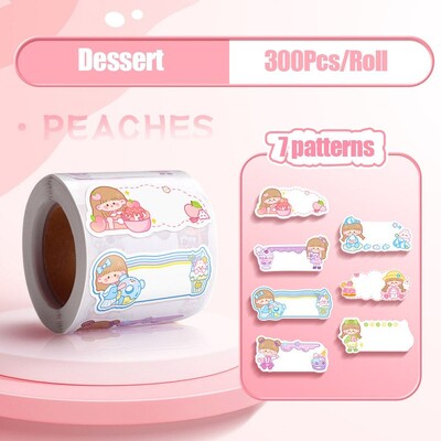 300 бр./ролка Самозалепващ се стикер с карикатурно име Ръкописен персонализиран персонализиран преносим издръжлив стикер за училищен етикет Ученически канцеларски материали