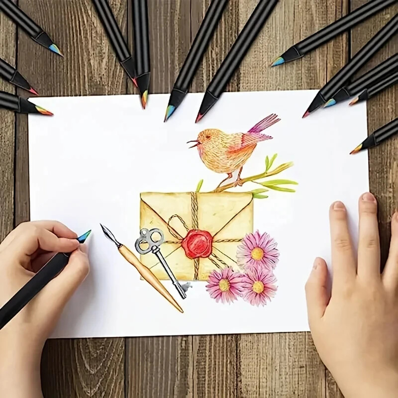 12 buc/set creion curcubeu Kawaii 7 culori creioane gradiente concentrice cadou pentru copii creioane colorate pictură artistică desen papetărie