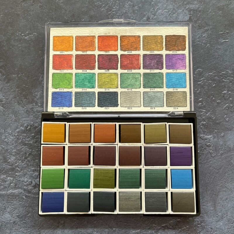 Profesionalūs akvareliniai dažai 24 blizgantys vandenyno spalvos metaliniai tvirti akvarelės rinkiniai, skirti vaikams pradedantiesiems piešti