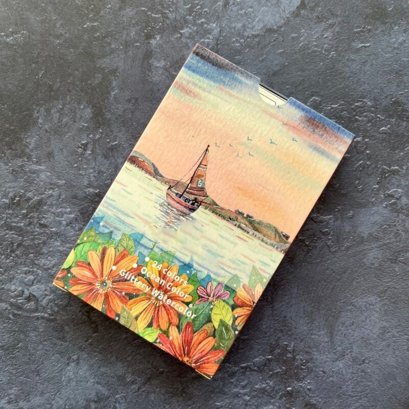 Profesionalūs akvareliniai dažai 24 blizgantys vandenyno spalvos metaliniai tvirti akvarelės rinkiniai, skirti vaikams pradedantiesiems piešti