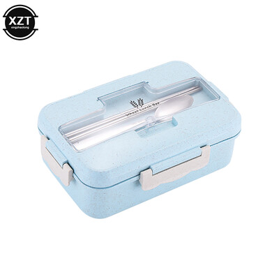 Cutie de prânz pentru cuptor cu microunde 3Grid Veselă din paie de grâu Recipient pentru depozitarea alimentelor Copii Copii Şcoală Birou Cutie Bento Geantă portabilă de prânz