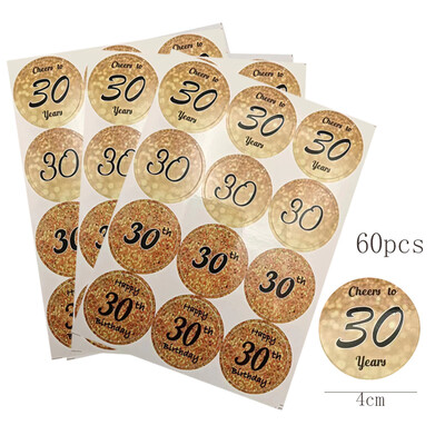 60/100 de bucăți număr 18 30 40 50 de ani etichetă circulară autocolant adult La mulți ani 30 40 50 60 de ani de la petrecere etichetă pentru pungă cadou
