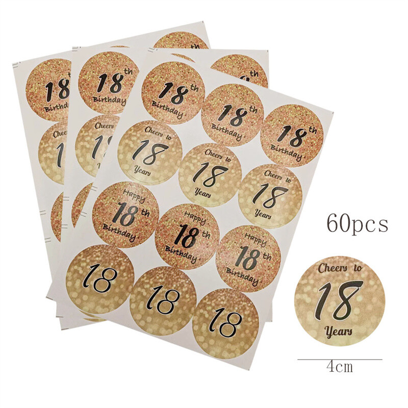 60/100 de bucăți număr 18 30 40 50 de ani etichetă circulară autocolant adult La mulți ani 30 40 50 60 de ani de la petrecere etichetă pentru pungă cadou