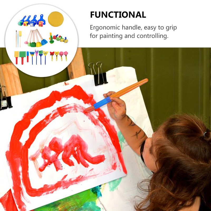 30 tk. grafititööriist lastele käsnajoonistustööriistad värvikomplekt värvimiskäsnade komplekt plastikust pintslilaps