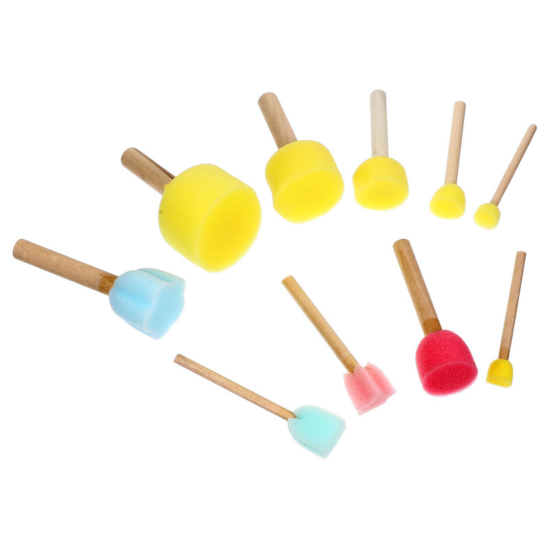 10 tk värvipintsliga joonistamise ümmargune grafiti käsnaga maalimise tööriist väikelapse meisterdamiseks