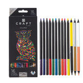 13 creioane colorate din lemn negru cu ascuțitor, desene pentru studenți Kawaii, triunghi artistic non-toxic Set de creioane cu două capete pentru copii