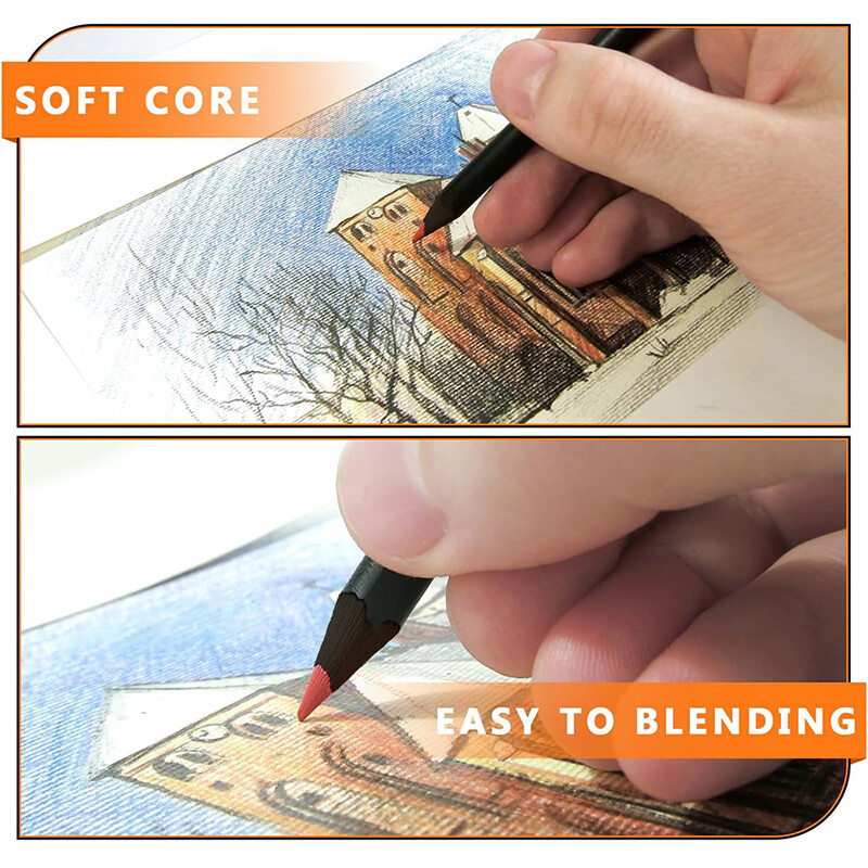 13 creioane colorate din lemn negru cu ascuțitor, desene pentru studenți Kawaii, triunghi artistic non-toxic Set de creioane cu două capete pentru copii