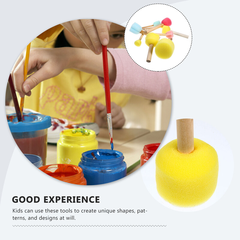 10 bucăți vopsea cu pensulă rotundă pentru copii mici, bureți pentru pictura M copii, instrument de desen pentru graffiti pentru copii