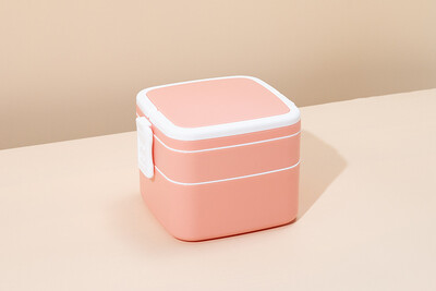 Φορητό κουτί γεύματος διπλής στρώσης με κάλυμμα για εργαζόμενους γραφείου φοιτητής Κουτί μικροκυμάτων bento Πλαστικό δοχείο τροφίμων με κουτάλια