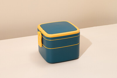 Φορητό κουτί γεύματος διπλής στρώσης με κάλυμμα για εργαζόμενους γραφείου φοιτητής Κουτί μικροκυμάτων bento Πλαστικό δοχείο τροφίμων με κουτάλια