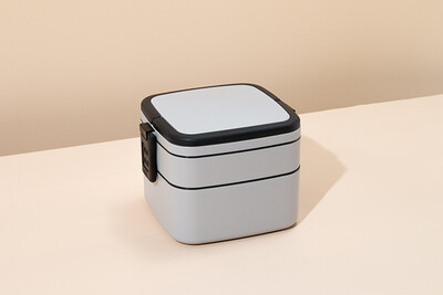 Φορητό κουτί γεύματος διπλής στρώσης με κάλυμμα για εργαζόμενους γραφείου φοιτητής Κουτί μικροκυμάτων bento Πλαστικό δοχείο τροφίμων με κουτάλια