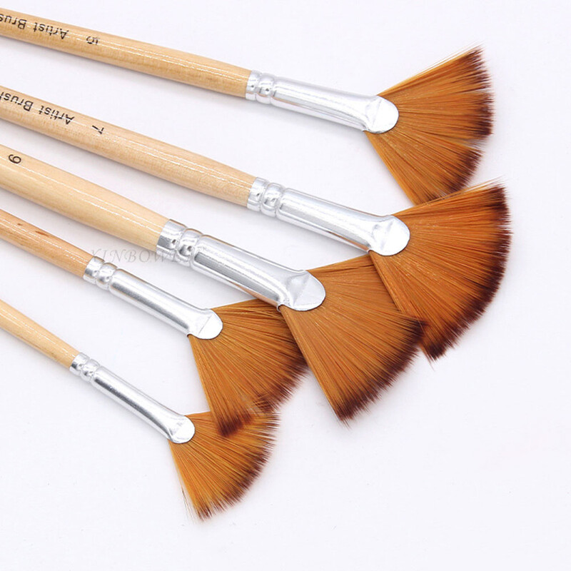 5 τμχ Βούρτσα βαφής με ανεμιστήρα ανθεκτική στη φθορά Αξεσουάρ σχεδίασης Τομέας γκουάς πολλαπλών λειτουργιών Καθημερινή ζωγραφική Βολικό παιδί