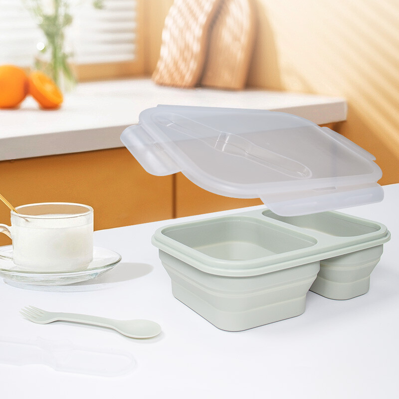 1 kom. Sklopiva kutija za ručak Silikonska prijenosna kutija za ručak za mikrovalnu, salata, voće, posuda za hranu Posuđe za piknik