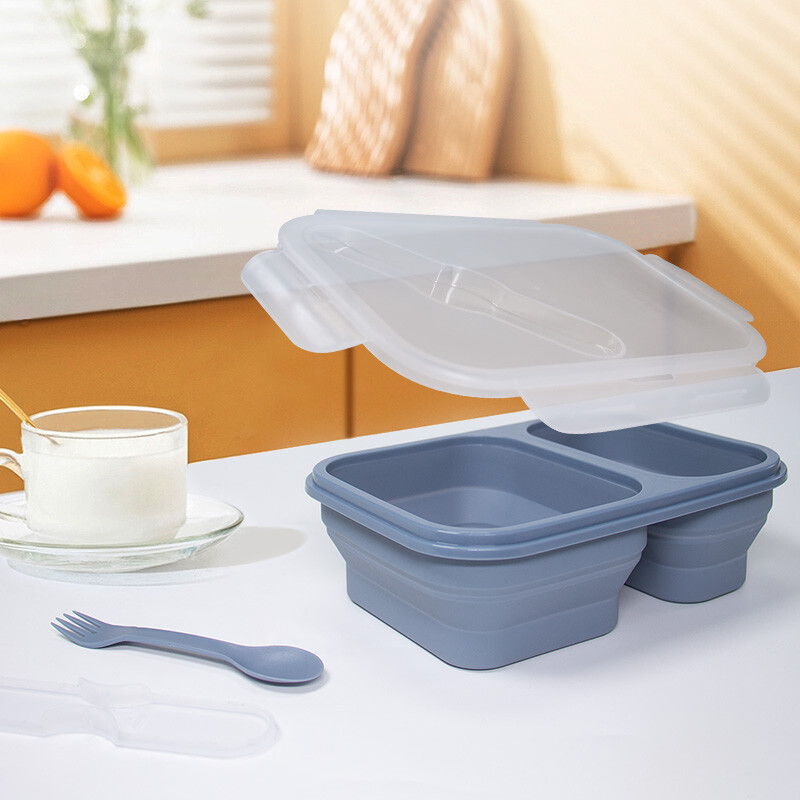 1 kom. Sklopiva kutija za ručak Silikonska prijenosna kutija za ručak za mikrovalnu, salata, voće, posuda za hranu Posuđe za piknik