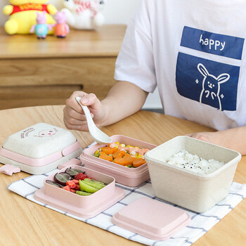 Cute Kids Lunch Box Fruit Box Multi-layer Bento Box Picnic Camping Πεζοπορία μαθητών για παιδιά