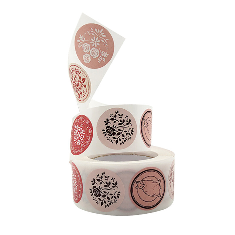 100-500 tk Roosilillega tänukleebised Kirjatarvete kleebised Festivali sünnipäevapeo kingituste kaunistused Käsitsi valmistatud kleebis