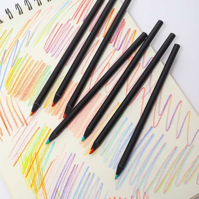 10 бр. Kawaii Rainbow Pencil 7 Colors Concentric Gradient Crayons Моливи за подаръци Моливи за оцветяване Художествена живопис Рисуване Ученически пособия