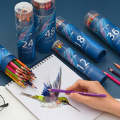 12/24/36/48 цвята Професионални акварелни моливи Цветни моливи Шестоъгълна дървена дръжка Комплект Художник Картина Рисуване Скица