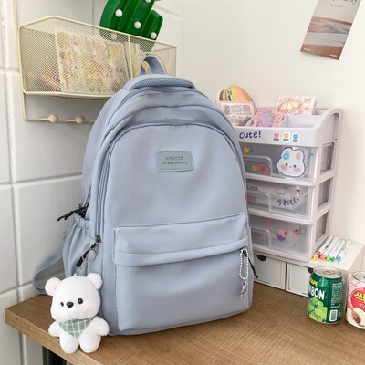 Rucsac de mare capacitate student japonez Rucsac pentru fete simplu si versatil Material unisex din poliester Decor papusa
