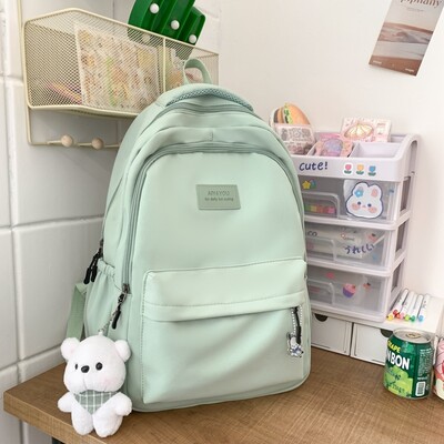 Rucsac de mare capacitate student japonez Rucsac pentru fete simplu si versatil Material unisex din poliester Decor papusa