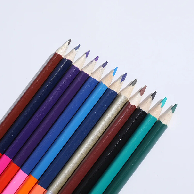 12 tk värvilised pliiatsid kahepealised 24 värvilised pliiatsid puidust värvilised pliiatsid kirjatarvete joonistamiseks õpilase koolitarbed