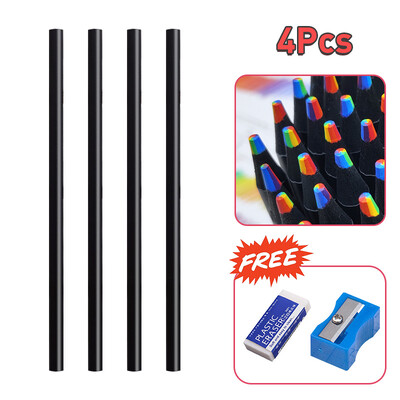 4/8/12 buc. Creion curcubeu Kawaii, 7 culori, creioane colorate cu gradient concentric, cadou pentru copii, creioane colorate, pictură artistică, desen, articole de papetărie