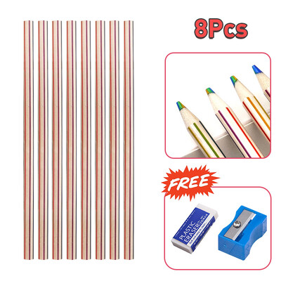 4/8/12 buc. Creion curcubeu Kawaii, 7 culori, creioane colorate cu gradient concentric, cadou pentru copii, creioane colorate, pictură artistică, desen, articole de papetărie