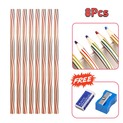 4/8/12 buc. Creion curcubeu Kawaii, 7 culori, creioane colorate cu gradient concentric, cadou pentru copii, creioane colorate, pictură artistică, desen, articole de papetărie