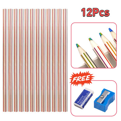 4/8/12 buc. Creion curcubeu Kawaii, 7 culori, creioane colorate cu gradient concentric, cadou pentru copii, creioane colorate, pictură artistică, desen, articole de papetărie