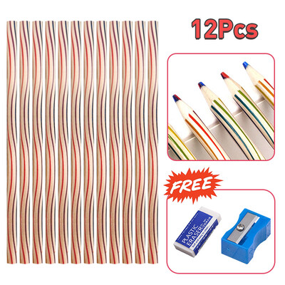 4/8/12 buc. Creion curcubeu Kawaii, 7 culori, creioane colorate cu gradient concentric, cadou pentru copii, creioane colorate, pictură artistică, desen, articole de papetărie