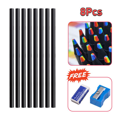 4/8/12 buc. Creion curcubeu Kawaii, 7 culori, creioane colorate cu gradient concentric, cadou pentru copii, creioane colorate, pictură artistică, desen, articole de papetărie